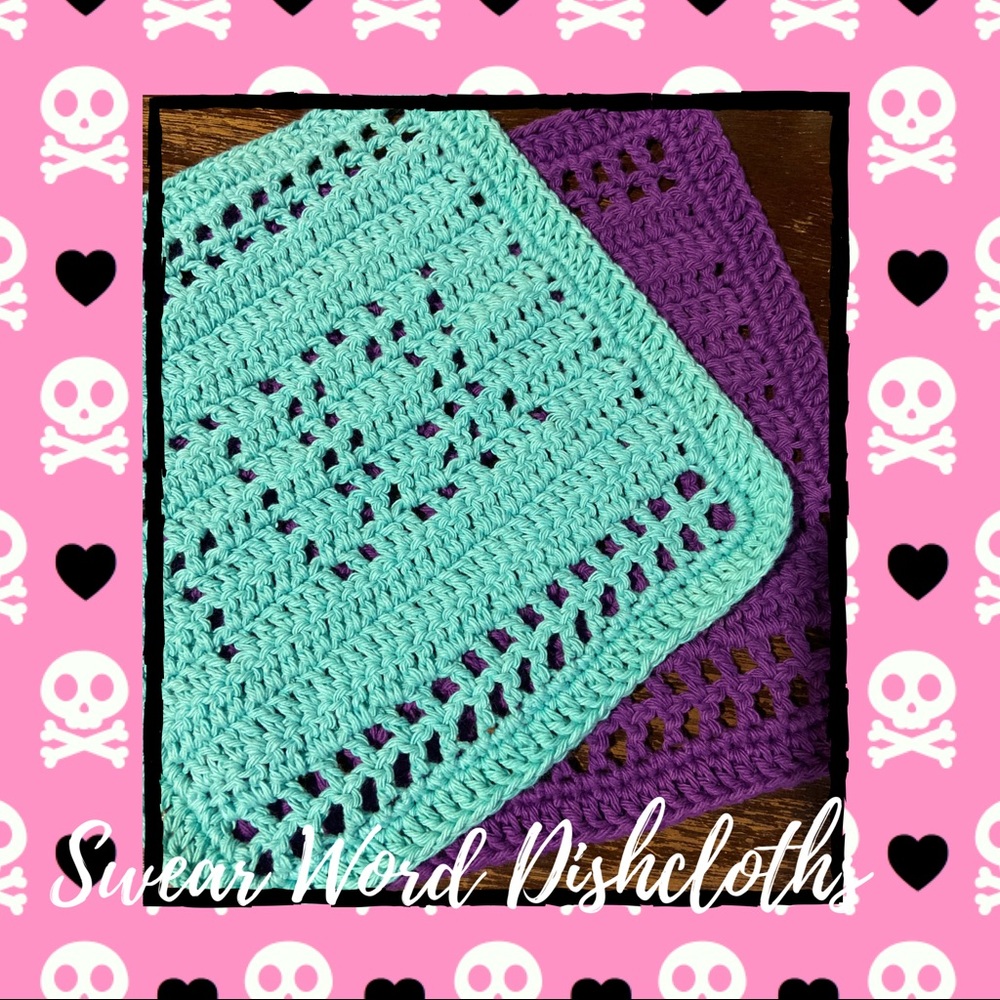 Crocheted 100% Cotton Swear Word Dishcloths